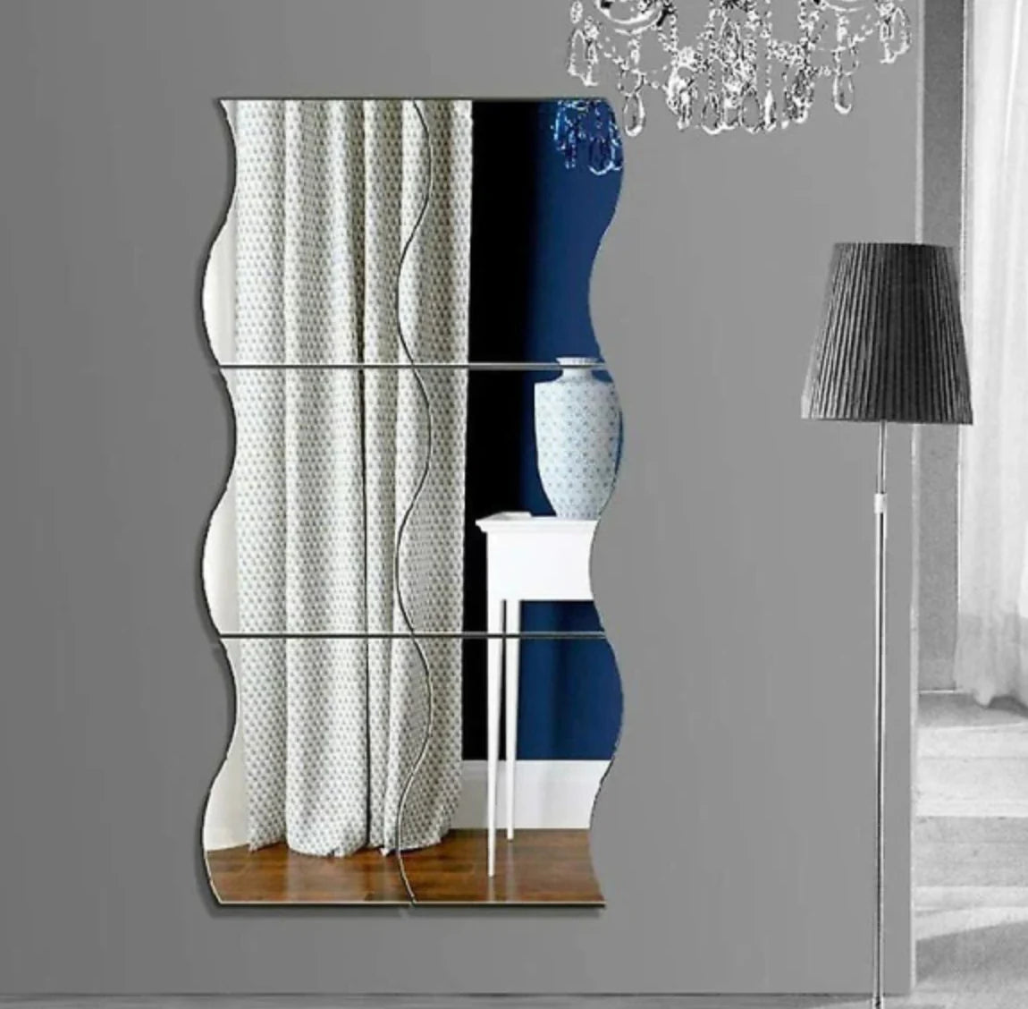 6 Stuks Spiegel Muursticker - Muurdecoratie in Golvende Vorm