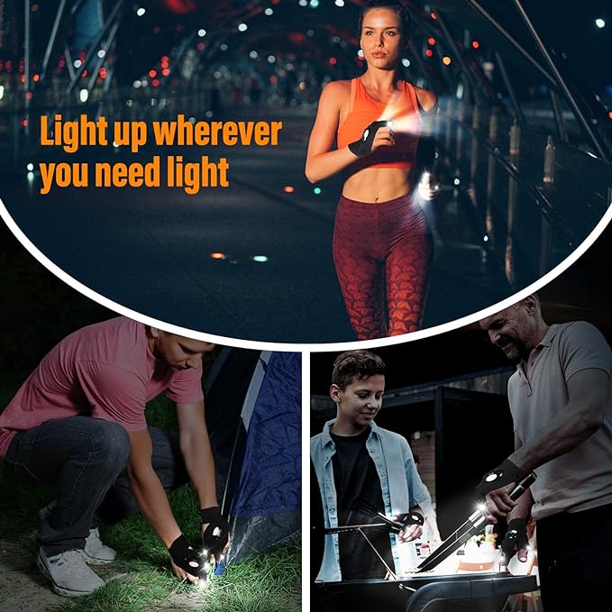 🧤 LED Ficklampahandskar – Arbeta Smidigt i Mörkret!