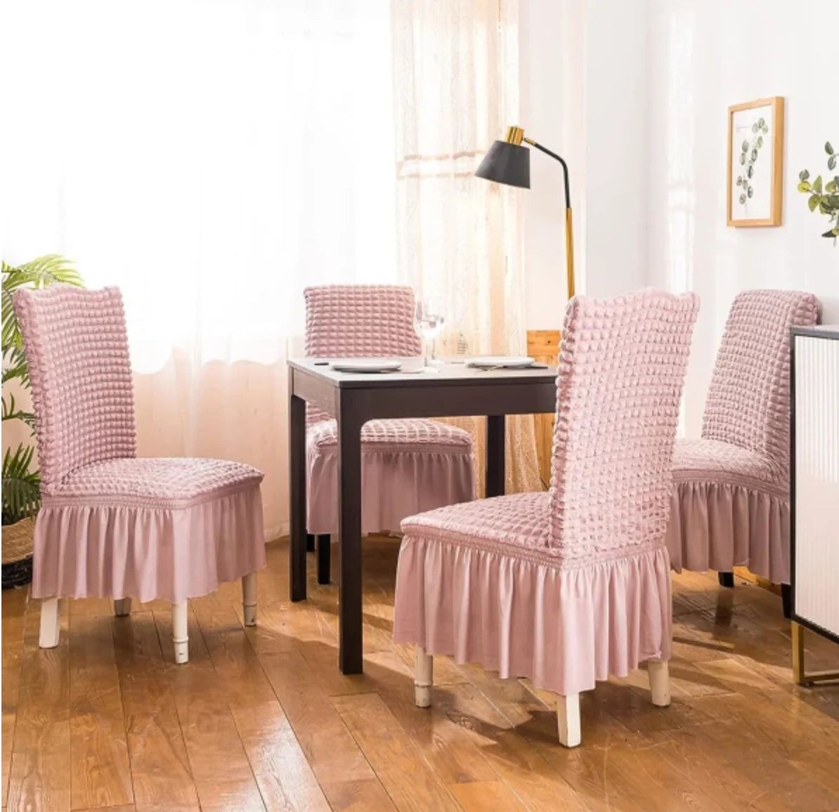 Seersucker Stoelhoezen met Rokdetail - Perfect voor Bruiloften, Feesten en Home Decor