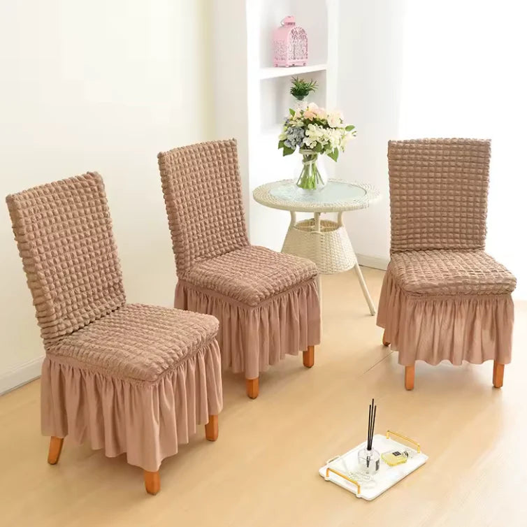 Seersucker Stoelhoezen met Rokdetail - Perfect voor Bruiloften, Feesten en Home Decor