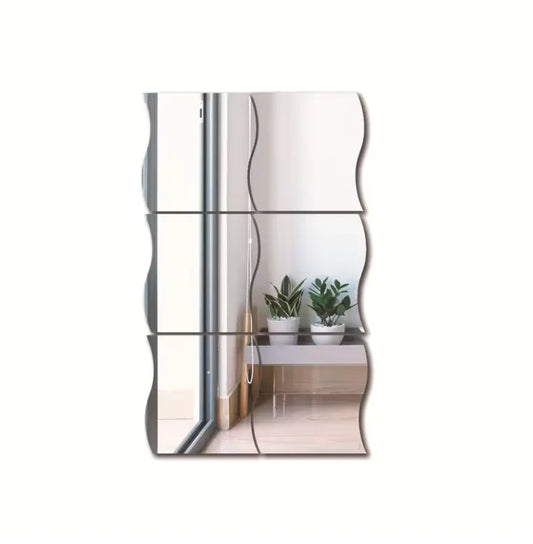 6 Stuks Spiegel Muursticker - Muurdecoratie in Golvende Vorm