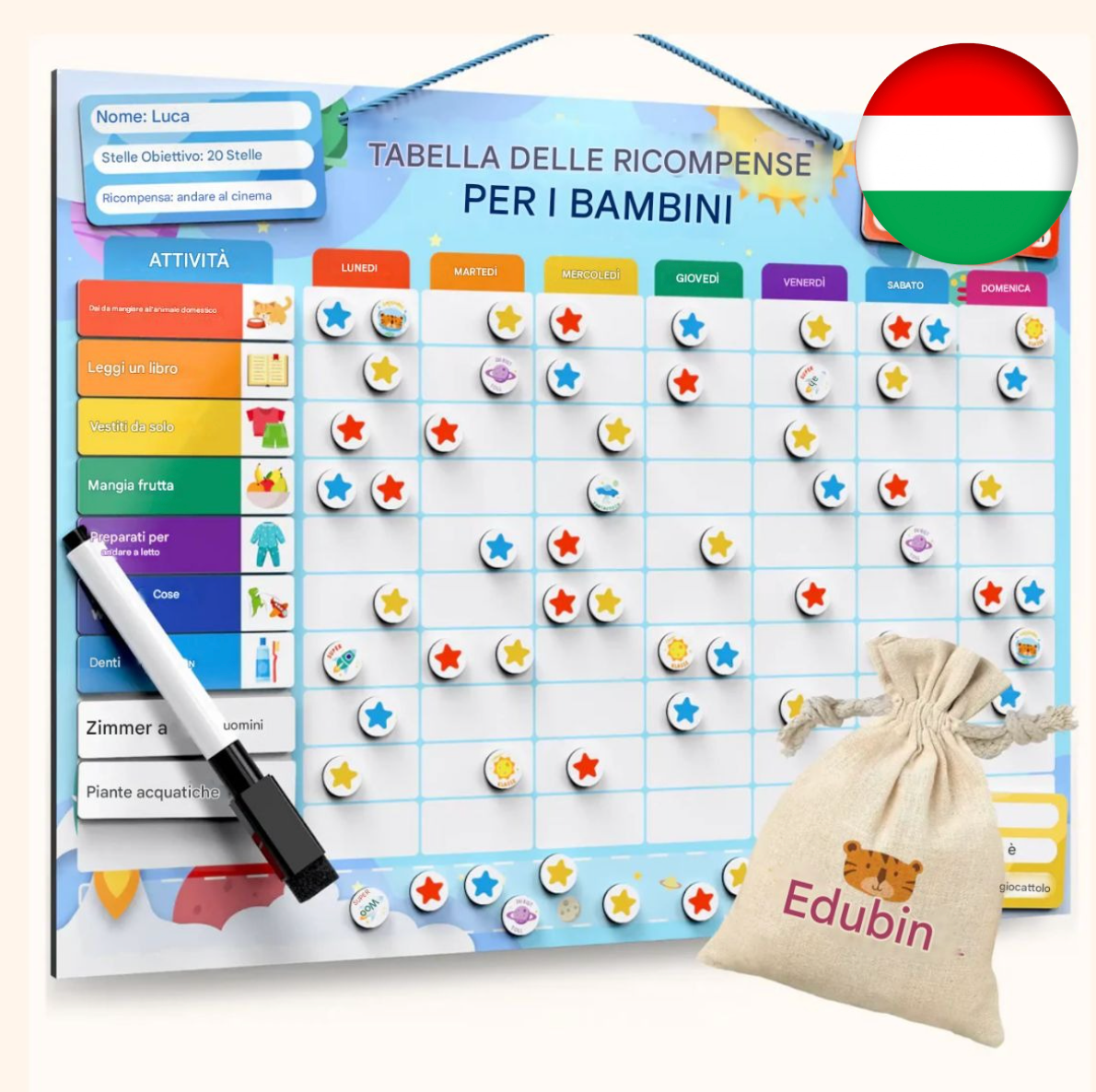 Edubini Lavagna Magnetica per Ricompense (+borsa gratuita)