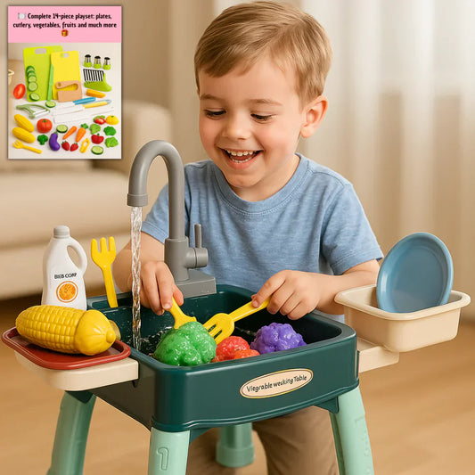 Toy Kitchen with Magic Faucet – Boosts Motor Skills, Creativity, and Social Skills!
