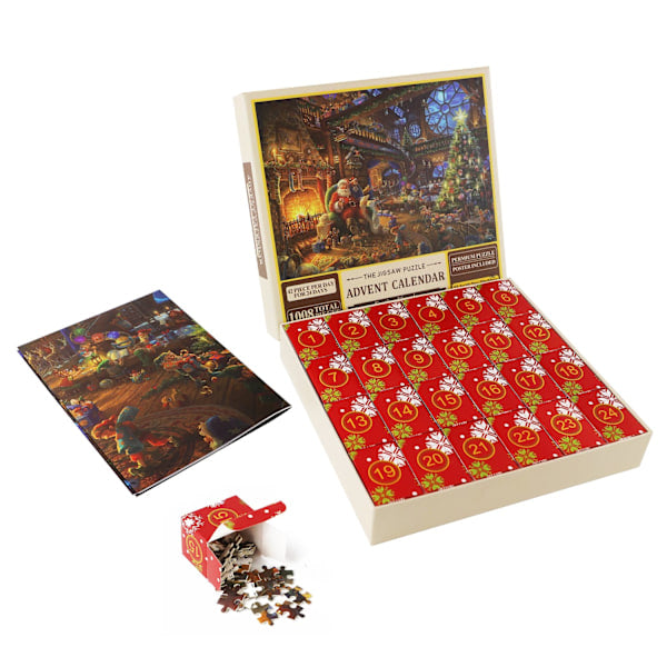 Fireplace Advent Kalender Puzzel – 24 Dagen Kerstmagie, 1008 Stukjes